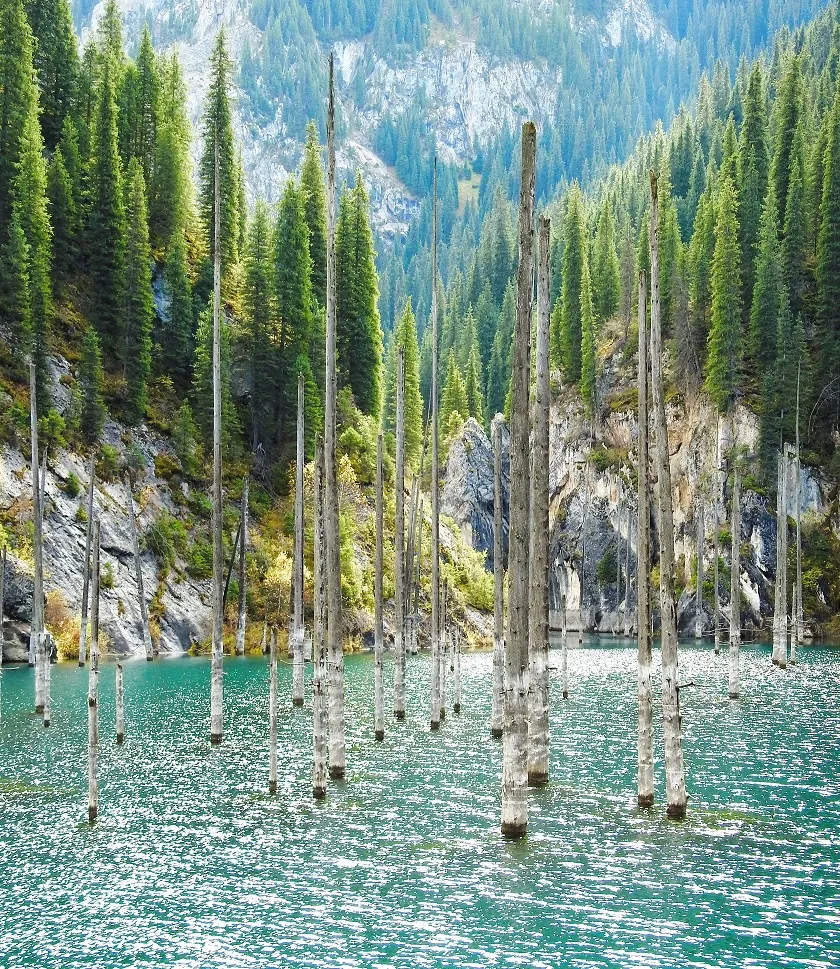 Kolsay Lake mountain scenery in Kazakhstan
